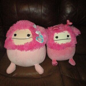 NWT 2 Squishmallows Caparinne the Bigfoot 14" & 12" HTF Valentine's Day 2022